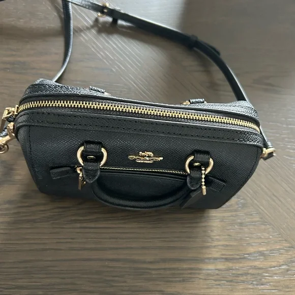 Coach Black Mini Satchel Crossbody Bag with Gold Accents 7x4 EXCELLENT CONDITION - Picture 4 of 11